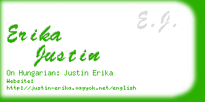 erika justin business card